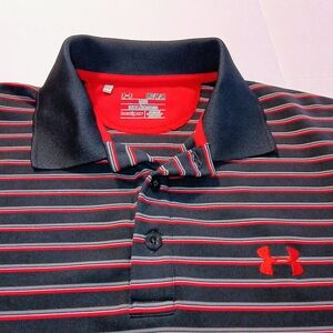 Under Armour Men's Polo Shirt with Black and Red Stripes